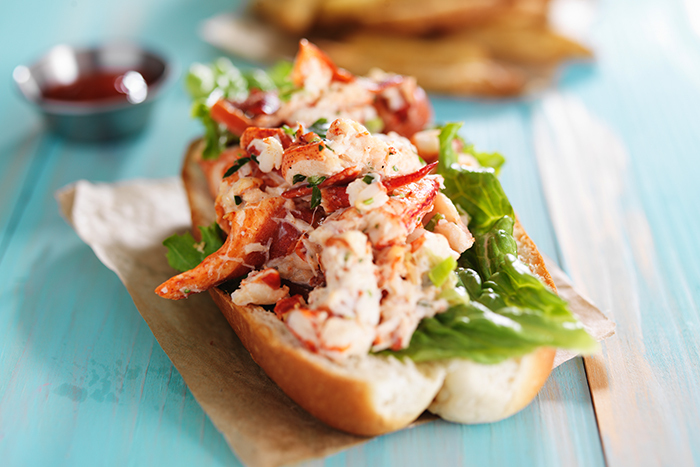 Close up of lobster roll